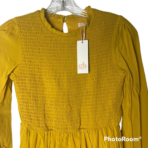 GB Girls Mustard Yellow Long Sleeve Dress Size Medium - Picture 5 of 12